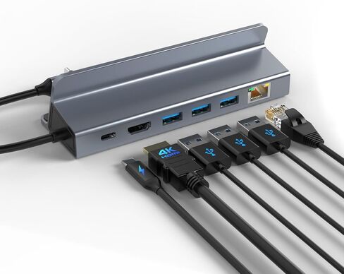 Tiergrade USB C Hub Multiport Adapter, 6 in 1 Hub with 4K HDMI, USB-A 3.0 * 3, Micro USB, Audio and Gigabit Ethernet for MacBook Pro Chromebook Pixel Steam Deck Docking Station in Kuwait