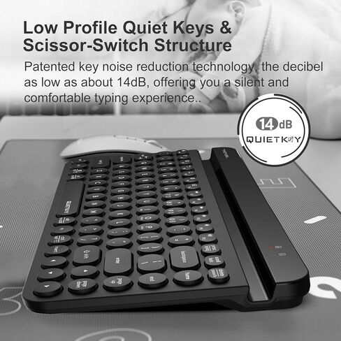 لوحة مفاتيح لاسلكية QuietKey متعددة الأجهزة من Bloody FBK30، وضع مزدوج 2.4G وبلوتوث، حتى 4 أجهزة، محمولة مع حامل متكامل لنظام التشغيل Mac iOS Windows Android (أسود كلاسيكي) in Kuwait