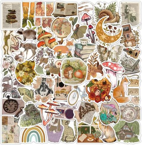 ملصقات عتيقة 50 قطعة من الملصقات الرجعية الجمالية للديكور المحمول، مجموعة ملصقات رائعة للوحة ماك بوك، السيارة على الجليد، الدراجة، الأمتعة، كوب الماء، ملصق للهاتف المحمول in Kuwait