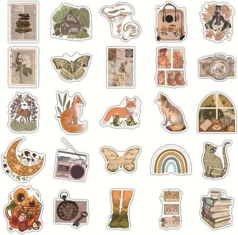 ملصقات عتيقة 50 قطعة من الملصقات الرجعية الجمالية للديكور المحمول، مجموعة ملصقات رائعة للوحة ماك بوك، السيارة على الجليد، الدراجة، الأمتعة، كوب الماء، ملصق للهاتف المحمول in Kuwait