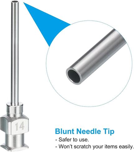 PATIKIL 8Ga x 1 Inch Stainless Steel Dispensing Needle Tips, 12Pcs Metal Glue Needle Tube Blunt Tips Luer Lock for Thick Glue Ink Lab, Silver in Kuwait