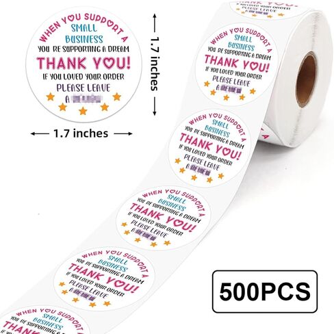 Thank You for Supporting My Small Business Cute Small Shop Stickers, Online Retailers Small Business Small Shop Thank You Stickers Gift Bags Packages Envelopes Labels, 500 Labels Per Roll in Kuwait