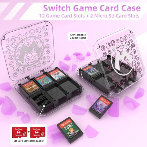 Switch Game Case for Nintendo Switch Game Card, Switch Games Holder, Portable Nintendo Games Card Case for Switch Game Storage Card with 12 Game Cartridge Card Slots and 2 Micro Sd Card Slots in Kuwait