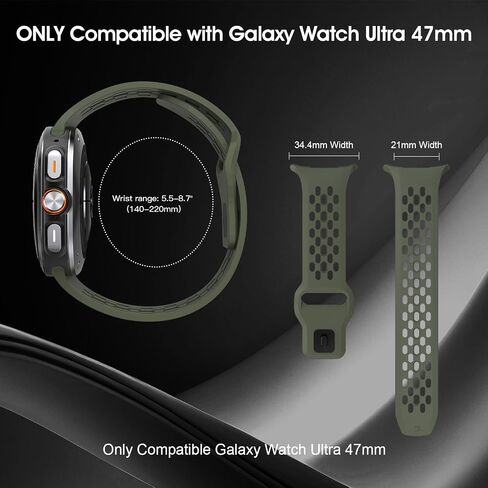 TiMOVO Breathable Bands Compatible with Samsung Galaxy Watch 7 Ultra band 47mm, Soft Silicone Replacement Strap for Galaxy Watch Ultra bands,Black in Saudi Arabia