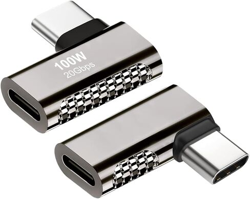 2 pcs USB-C Male to USB-C Female Adapter, 100W 20Gbps Data Transfer USB Type C PD Extender，Suitable for Laptop Charging, Mobile Phone, Tablet Data Transmission (Right Angle) in Saudi Arabia