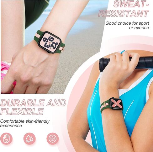 3 Pack Designer Sport Bands Compatible With Apple Watch Band 38mm 40mm 41mm 42mm 44mm 45mm 46mm 49mm Women Girls,Soft Silicone Sport Strap for iWatch Series 10 9 8 7 6 Ultra SE 5 4 3 2 1 in Saudi Arabia