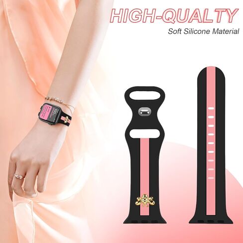 3 Pack Designer Sport Bands Compatible With Apple Watch Band 38mm 40mm 41mm 42mm 44mm 45mm 46mm 49mm Women Girls,Soft Silicone Sport Strap for iWatch Series 10 9 8 7 6 Ultra SE 5 4 3 2 1 in Saudi Arabia