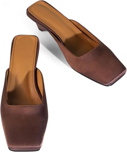 iadore Women Sexy Low Heel Sandals Ankle Straps Fashion Open Toe Satin Slip on Mules Summer Chic Strappy Dress Sandals Size 5-12 US in Saudi Arabia