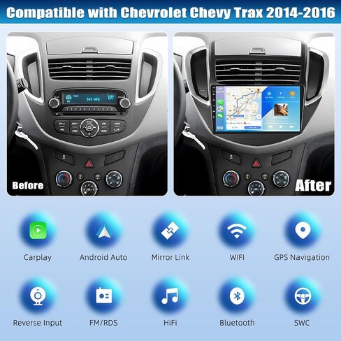 [2+64G] Android 13 Car Stereo for Chevrolet Chevy Trax 2014-2016 with Wireless Apple Carplay&Android Auto,9 Inch Touch Screen Car Radio with Mirror Link Bluetooth FM/RDS WiFi GPS SWC+ Backup Camera in Saudi Arabia
