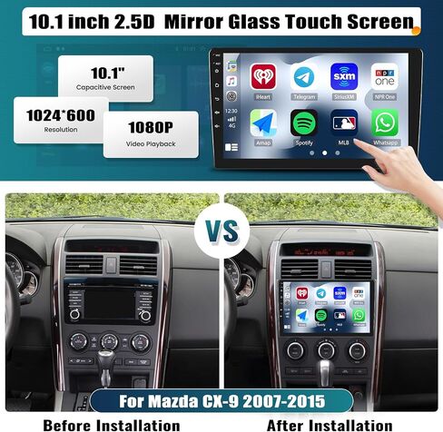 راديو ستيريو للسيارة UNITOPSCI 2G+64G Android 13 لسيارة Mazda CX-9 2007-2015 ترقية CarPlay Android Auto 10.1 بوصة تعمل باللمس نظام تحديد المواقع GPS بلوتوث FM/RDS WiFi HiFi SWC + ميكروفون كاميرا احتياطية in Saudi Arabia