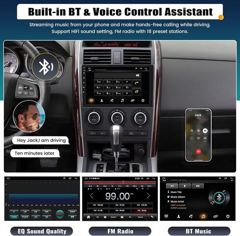 راديو ستيريو للسيارة UNITOPSCI 2G+64G Android 13 لسيارة Mazda CX-9 2007-2015 ترقية CarPlay Android Auto 10.1 بوصة تعمل باللمس نظام تحديد المواقع GPS بلوتوث FM/RDS WiFi HiFi SWC + ميكروفون كاميرا احتياطية in Saudi Arabia
