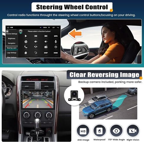 راديو ستيريو للسيارة UNITOPSCI 2G+64G Android 13 لسيارة Mazda CX-9 2007-2015 ترقية CarPlay Android Auto 10.1 بوصة تعمل باللمس نظام تحديد المواقع GPS بلوتوث FM/RDS WiFi HiFi SWC + ميكروفون كاميرا احتياطية in Saudi Arabia