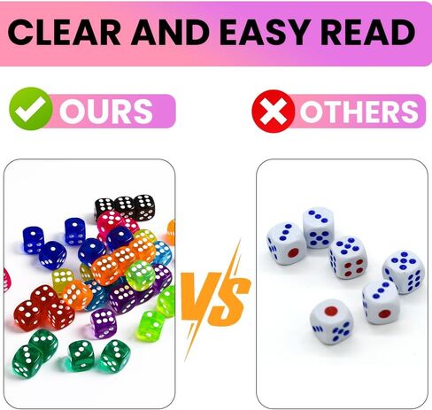 DIYDEC 100pcs 16mm Game Bulk Dice 10 Colors Acrylic 6 Sided Dice Set for Classroom Teaching Math Learning Standard Dice for Party Family Board Games in Kuwait