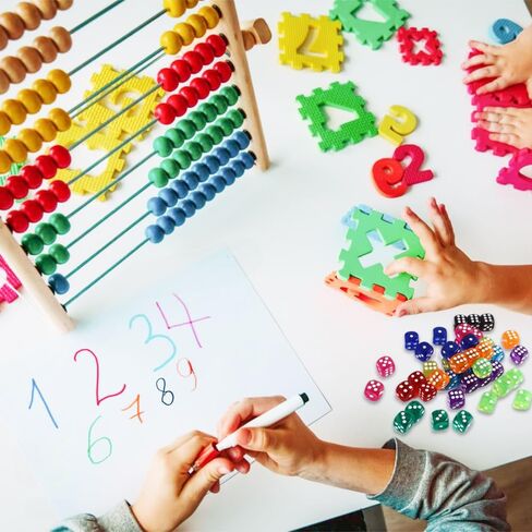 DIYDEC 100pcs 16mm Game Bulk Dice 10 Colors Acrylic 6 Sided Dice Set for Classroom Teaching Math Learning Standard Dice for Party Family Board Games in Kuwait