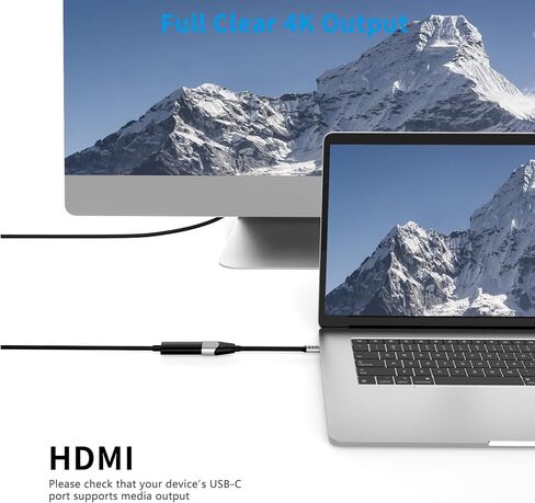 محول USB C إلى HDMI، محول NIAO-CHAO USB من النوع C إلى 4K HDMI لأجهزة MacBook Pro وMacBook Air وiPad Pro وPixelbook وXPS والمزيد (مع سلك) in Kuwait