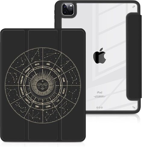 حافظة Batianda Hybrid لجهاز iPad Air 13 بوصة 2024 iPad Pro 12.9 بوصة 2022 M2 2021 5th / iPad Pro 12.9 بوصة الجيل الرابع/الثالث [حامل قلم رصاص مدمج] غطاء مقاوم للصدمات مع غطاء خلفي شفاف ممتص للصدمات من مادة TPU، ذهبي لوتس in Kuwait
