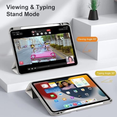 حافظة Batianda Hybrid لجهاز iPad Air 13 بوصة 2024 iPad Pro 12.9 بوصة 2022 M2 2021 5th / iPad Pro 12.9 بوصة الجيل الرابع/الثالث [حامل قلم رصاص مدمج] غطاء مقاوم للصدمات مع غطاء خلفي شفاف ممتص للصدمات من مادة TPU، ذهبي لوتس in Kuwait