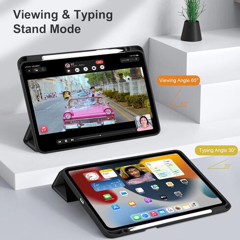 حافظة Batianda Hybrid لجهاز iPad Air 13 بوصة 2024 iPad Pro 12.9 بوصة 2022 M2 2021 5th / iPad Pro 12.9 بوصة الجيل الرابع/الثالث [حامل قلم رصاص مدمج] غطاء مقاوم للصدمات مع غطاء خلفي شفاف ممتص للصدمات من مادة TPU، ذهبي لوتس in Kuwait