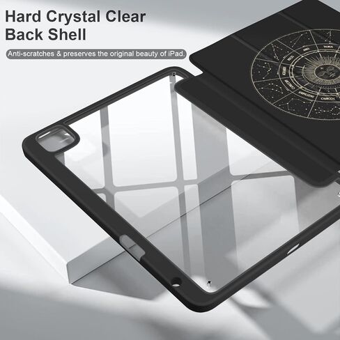 حافظة Batianda Hybrid لجهاز iPad Air 13 بوصة 2024 iPad Pro 12.9 بوصة 2022 M2 2021 5th / iPad Pro 12.9 بوصة الجيل الرابع/الثالث [حامل قلم رصاص مدمج] غطاء مقاوم للصدمات مع غطاء خلفي شفاف ممتص للصدمات من مادة TPU، ذهبي لوتس in Kuwait