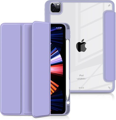 حافظة Batianda Hybrid لجهاز iPad Air 13 بوصة 2024 iPad Pro 12.9 بوصة 2022 M2 2021 5th / iPad Pro 12.9 بوصة الجيل الرابع/الثالث [حامل قلم رصاص مدمج] غطاء مقاوم للصدمات مع غطاء خلفي شفاف ممتص للصدمات من مادة TPU، ذهبي لوتس in Kuwait
