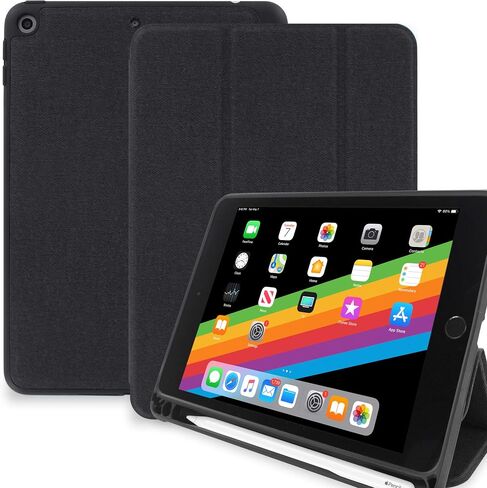 حافظة KHOMO iPad Mini 5 مع حامل قلم - غطاء مزدوج رمادي فحمي فائق النحافة مع ظهر مطاطي وميزة ذكية (النوم/الاستيقاظ) in Saudi Arabia