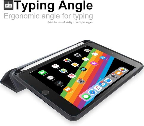حافظة KHOMO iPad Mini 5 مع حامل قلم - غطاء مزدوج رمادي فحمي فائق النحافة مع ظهر مطاطي وميزة ذكية (النوم/الاستيقاظ) in Saudi Arabia