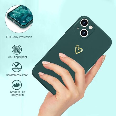 for iPhone 14 Case Cute Slim Shockproof Phone Case with Wireless Charging Support and Protection, Green in Saudi Arabia