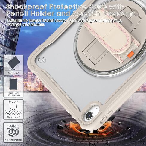 BRAECNstock New iPad 10th Generation Case 2022 Release 10.9 Inch A2696 A2757 A2777-Shockproof Cover with Screen Protector/Pencil Holder/Rotating Handle Grip/360°Kickstand/Shoulder Strap for Girls-Rose in Saudi Arabia
