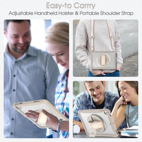 BRAECNstock New iPad 10th Generation Case 2022 Release 10.9 Inch A2696 A2757 A2777-Shockproof Cover with Screen Protector/Pencil Holder/Rotating Handle Grip/360°Kickstand/Shoulder Strap for Girls-Rose in Saudi Arabia