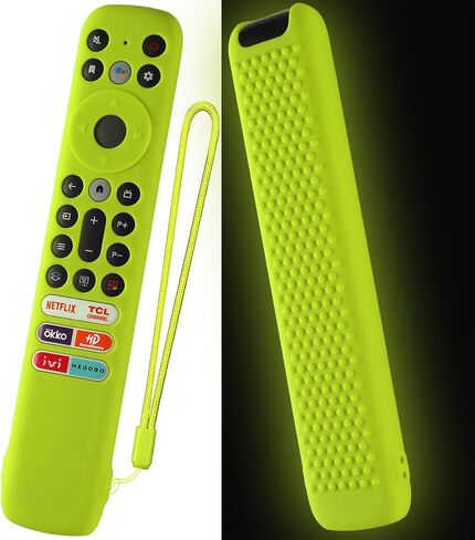Silicone Cover for TCL RC902V FMR1 Voice Remote, TCL LED Smart TV 65X925 75X925 Remote Control Case Cover with Lanyard(Glow Green) in Saudi Arabia