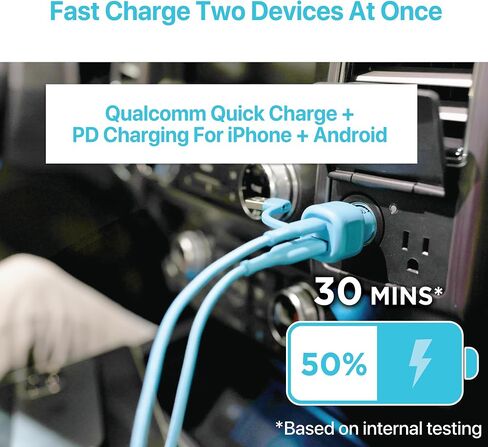 BLACK+DECKER USB C Car Charger, Compact 38W 2-Port, LED Indicator Type C Charger with Power Delivery/Quick Charge, Compatible with iPhone 15 14 13 12 Series, Pixel 3 2 XL, iPad Pro, More in Saudi Arabia