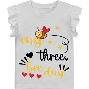 3rd Birthday Outfits for Girls 3 Birthday Shirts Ruffle Sleeve Dinosaur Butterfly Mermaid Tee Tops