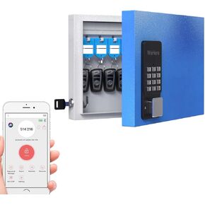 WeHere 72 Keys Lock Box Wall Mount, APP Bluetooth/OTP/Fixed Code/Key/Wi-Fi Unlock, Key Cabinet with Key Tag, Electronic Directory for Valets/Realtors/Office/Hotel Key Manage, Tempered Glass