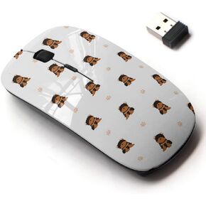 2.4G Wireless Mouse with Cute Pattern Design for All Laptops and Desktops with Nano Receiver - Cute Teacup Yorkie Puppy Yorkshire