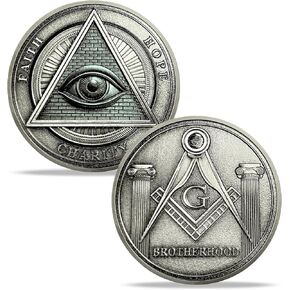 9PCS Masonic Challenge Coin Set, Masonic Car Emblem Freemasons Auto Emblem United States Freemason Coins