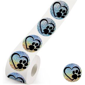 car Bling Stickers and Decals, Cars Walls Laptop Luggage Bling Rhinestone Stickers, Heart with Dog paw(4 X 3.5 Inch)