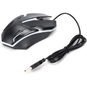 ماوس كمبيوتر سلكي، ماوس ألعاب سلكي بمنفذ USB، توصيل وتشغيل ماوس ضوئي مضيء، ماوس سلكي بسيط التشغيل للألعاب الكبيرة والمكاتب (أسود)