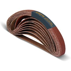 POWERTEC 1/2 x 18 Inch Sanding Belts, 60PK, 20 Each of 40/80/180 Grits, Aluminum Oxide Belt Sander Sanding Belt for Air File Belt Sander, Woodworking, Metal Polishing (40184-1)