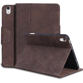 Gexmil Case for iPad 10th Generation 2022, iPad 10.9 Inch Case,Genuine Leather,Made from Real Leather Cowhide Unique Grain Cover，with Pencil Holder,with case Buckle (Sand Dark Brown)