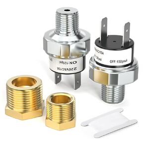 مفتاح ضغط الهواء 70-100 PSI خزان جبل نوع الموضوع 1/4 "NPT ، تيار مستمر 24 فولت 12 فولت مفتاح التحكم في الضغط لضاغط الهواء/بوق الهواء/خزان الهواء