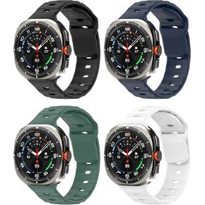 Seltureone 4 Pack Bands Compatible with Samsung Galaxy Watch Ultra Bands 47mm,Skin-Feeling Silicone Sport Strap,Women Men Band Replacement Straps Fit for Galaxy Watch Ultra（Black/Blue/Green/White）