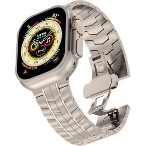 Titanium Band for Apple Watch Ultra 2&1-Grade 2 Titanium Band -Durable Lightweight Titanium Strap for Apple Watch Series 9 8 7 6 5 4 Men (49mm 45mm 44mm 42mm)