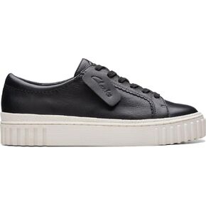 Clarks Women's Mayhill Walk Sneakers, Black Leather, 9.5 Wide US