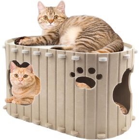 Cat House for Indoor Cats, Covered Cave Cat Beds & Furniture, Cat Bed Cave for Multiple & Large Cats Up to 22 Lbs, Scratch Resistant Foldable Cat Cave Beds Cat Hideaway Cat Cubes