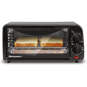 Elite Gourmet 2-Slice Toaster Oven Plastic,Aluminum,Glass Black
