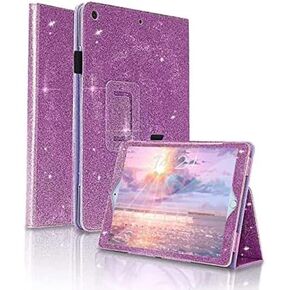 حافظة FS FANSONG لجهاز iPad 10.2 بوصة الجيل التاسع والثامن والسابع 2021/2020/2019، حافظة لامعة لامعة مع فتحة قلم وغطاء ذكي واستيقاظ تلقائي للنوم، وردي