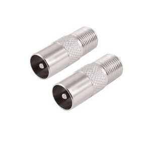 2PCS F-Type TV Aerial Coaxial Coupler Female to Male Antenna CATV RF Coaxial Adapter Connector (F Female to PLA Male-2PCS)