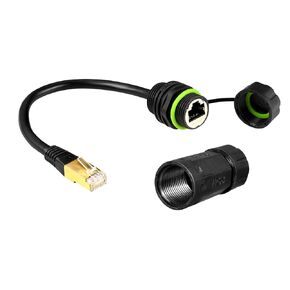RJ45 Panel Mount Waterproof Connector IP68 Cable Connector with Wire, Female to Female, with Shielding Cable Coupler-CAT6-YMP20-Green-1 PC with Wire