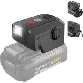 For Ryobi 40V Power Inverter Generator, 200W Portable Power Source Supply Adapter for Ryobi 40V Li-ion Battery with LED Light &USB &AC Outlet, DC 40V to 110V/120V AC Output Power Station