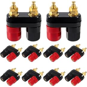 10PCS 4mm Banana Binding Post Dual 2-Way 4MM Banana Plug Jack Socket Binding Post Speaker Terminal Connectors Power Amplifier Gold Plated Insulated Terminals